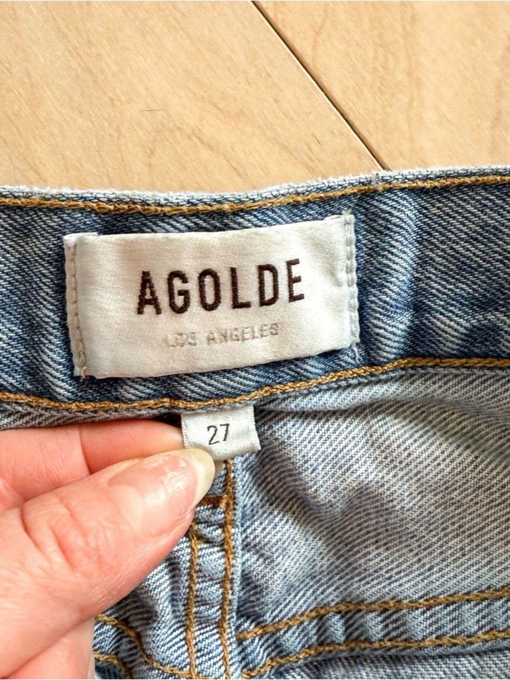 AGOLDE Cherie High Rise Straight Jeans Size 27 Light Wash Raw Hem - Picture 8 of 10